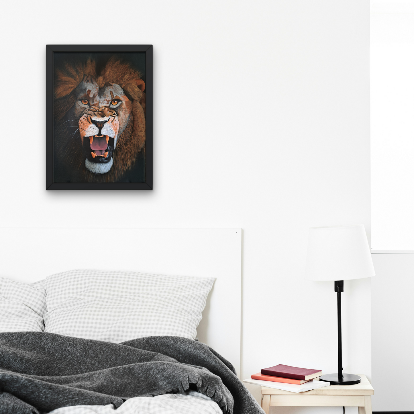 Screaming Lion Framed canvas Poster