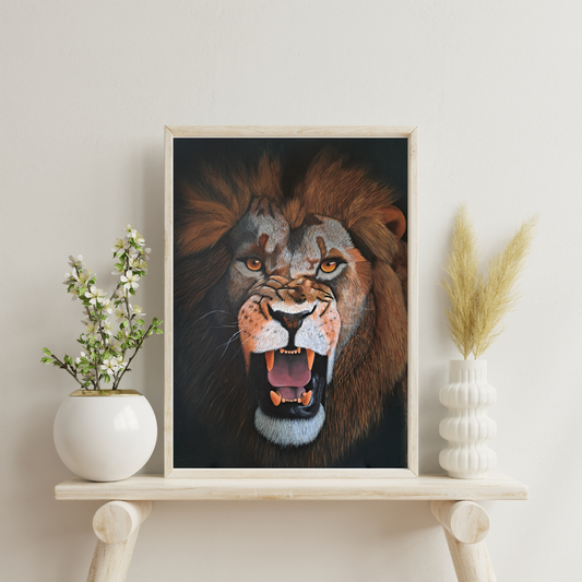 Screaming Lion Poster Print