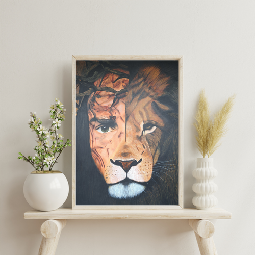 Fine Art Print | Christ The Lion and The Lamb | Powerful Christian Wall Art