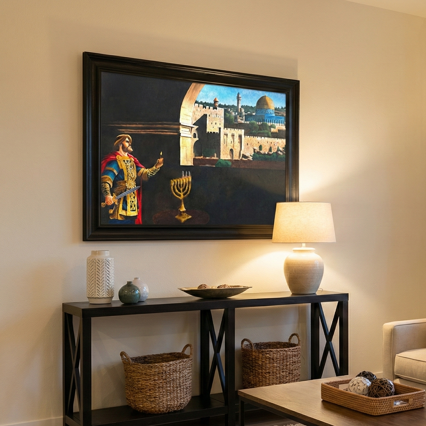 Light within the Temple framed canvas