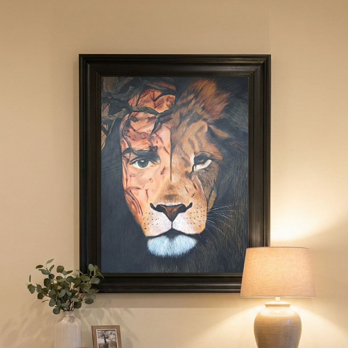 Lion and the Lamb Framed Canvas Print