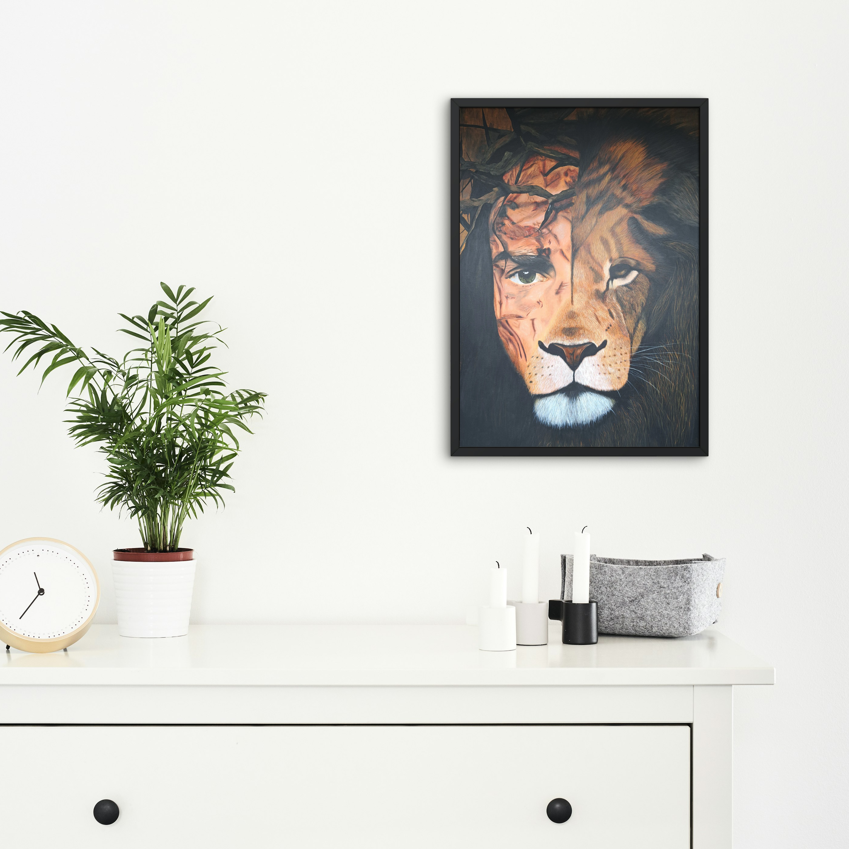 Lion and the Lamb Framed Canvas Print