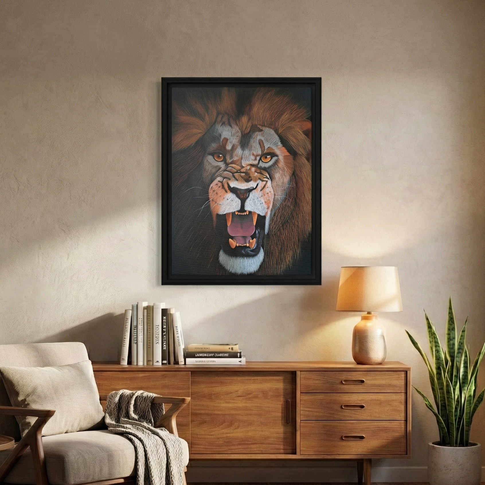 screaming lion original painting